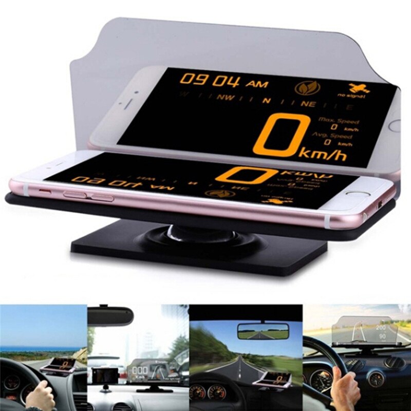 Universele mobiele telefoon autohouder voorruitprojector hud head-up display 6.5 inch voor iphone/samsung gps