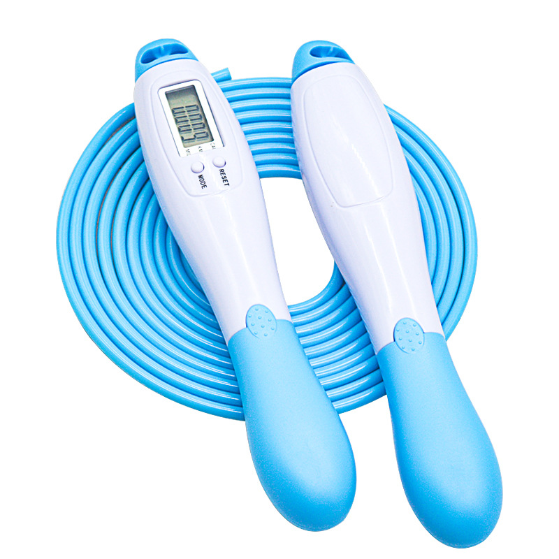 2022 digital sem fio contador de calorias pular corda esporte pesos exercício fitness corpo edifício sem fio digital pular cordas conjunto: Long rope blue