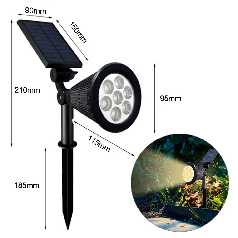 7 Led Solar Power Tuin Lamp Kleurrijke Spotlight Verstelbare Outdoor Waterdicht Gazon Landschap Straatverlichting Muur Spot Lamp: 7led Warm Light