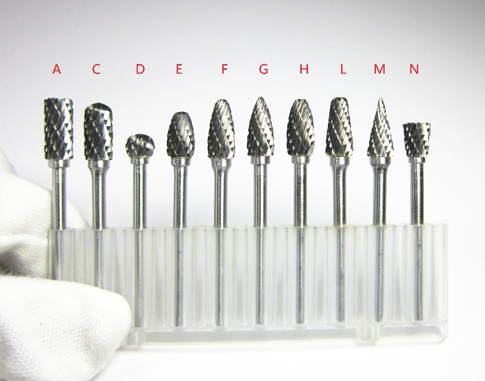 10 pièces tige 3mm tête 6mm carbure de tungstène fraises rotatives fichiers CNC moules accessoires pour le travail des métaux polissage meuleuse électrique