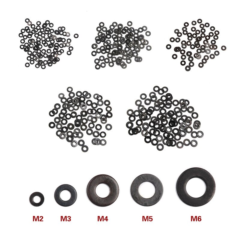 100PCS M2/M3/M4/M5/M6/M8 Carbon Steel Flat Machine Washer Plain Black Washer Furniture Gaskets
