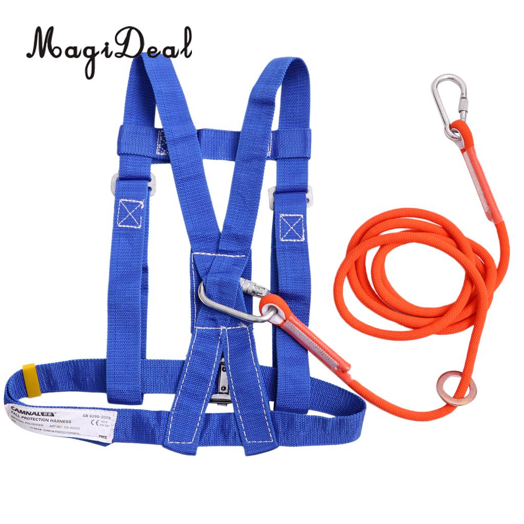Rock Climbing Half Body Fall Protection Safety Harness Belt Lanyard with Carabiner CE Mountaineering Rescue Tree Arborist: 160cm S
