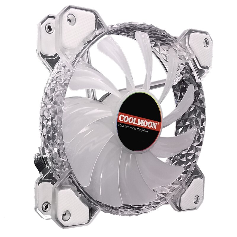 COOLMOON Crystal RGB , 12cm Silent Light-Emitting Cooling Fan for PC