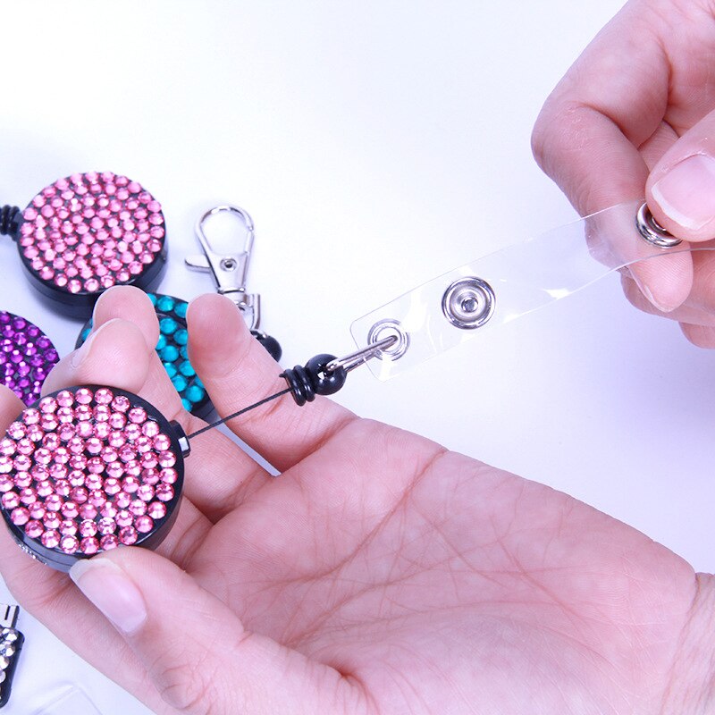 1pc DIY Plastic Retractable ID Card Badge Holder Reel Pull Key Name Tag Office Card Holders Round Translucent Pull Buckle