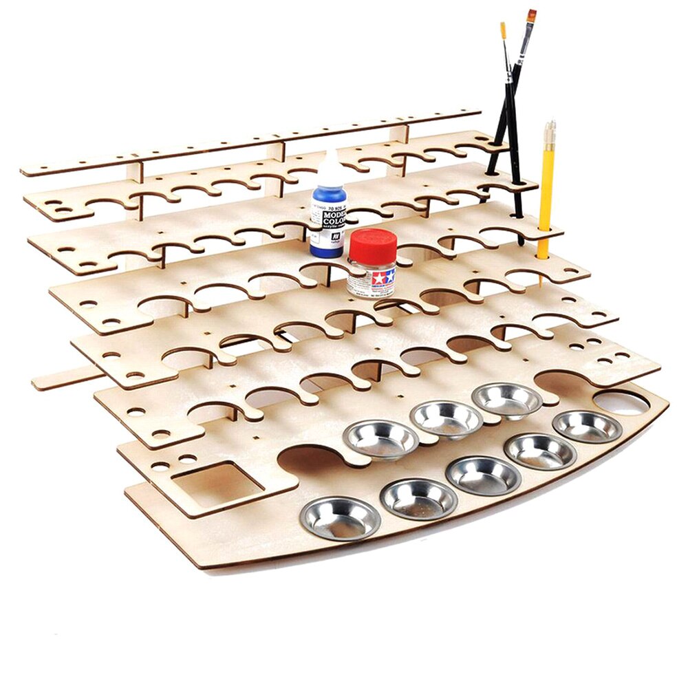 Estante de madera para pintura, soporte de almacenamiento para botellas de tinta de pintura, organizador de pigmentos, soporte para pinturas, pinceles, soporte para herramientas