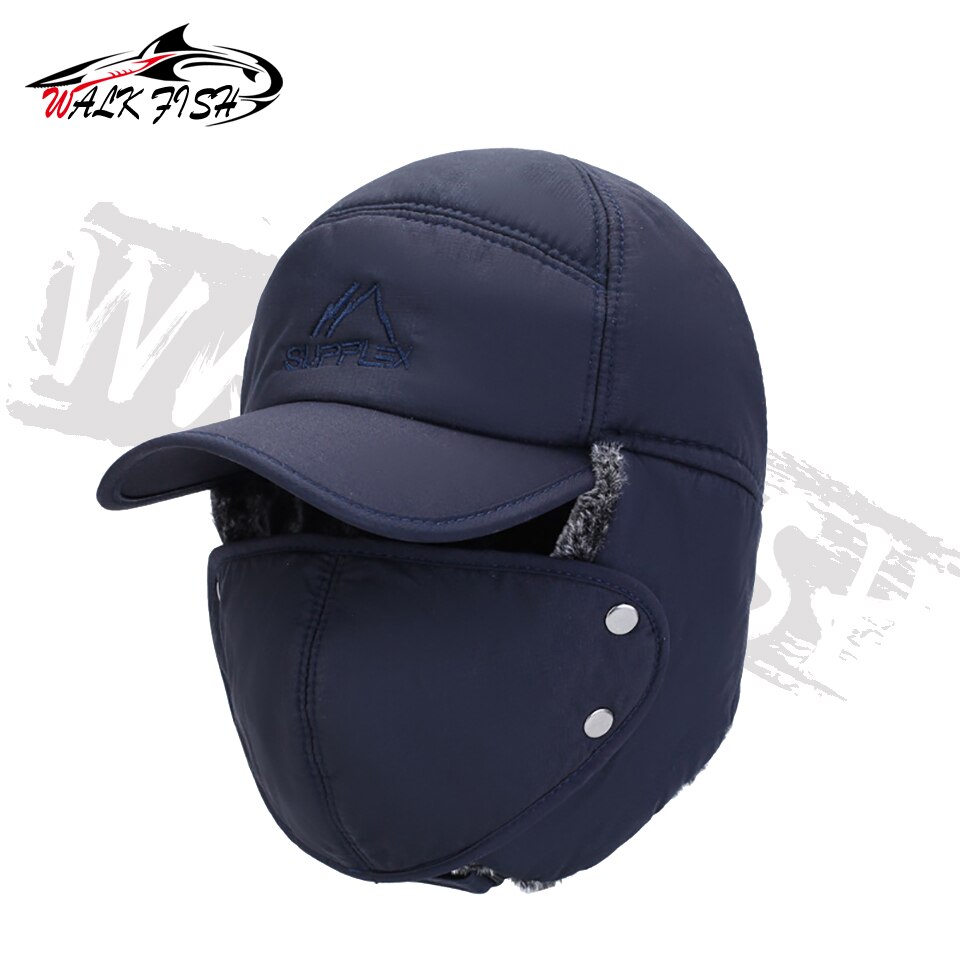 chodzić ryba czapka wędkarska zima ciepły mężczyźni Lei Feng czapka ochrona słuchu wiatroszczelna wodoodporna czapka narciarska aksamitna gruby odkryty kapelusz wędkarski: rodzaj A-niebieski