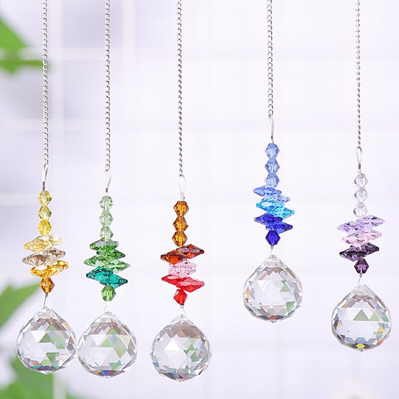 1PCS Hanging Crystal Ball Suncatcher Prisms Rainbow Pendants Wedding Garden Decoration