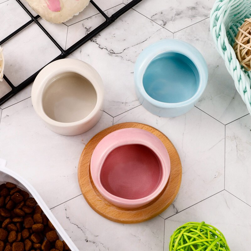 Cuenco de cerámica para hámster, pequeño Animal lindo, sin derrames, sin rotación, soporte para comida y agua, suministros para mascotas, 3 uds.