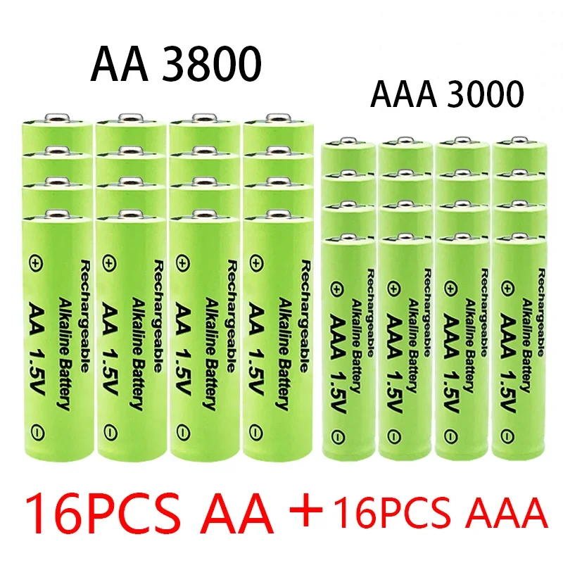 Batteria alcalina AA+AAA da 1,5 V 3800/3000 Ah, adatta per torce elettriche, orologi e batterie alcaline: Blu