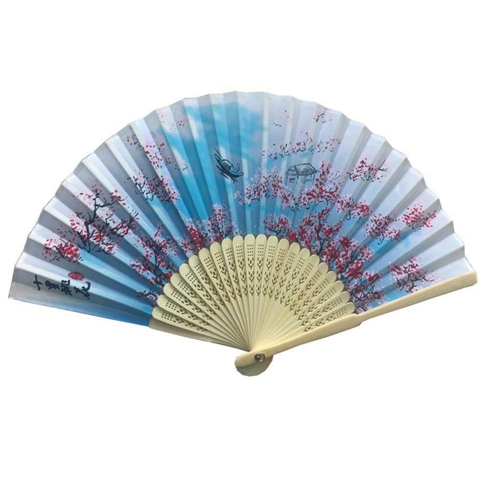 Abanico clásico chino estilo borla baile ventilador abanico hecho a mano abanico de baile accesorios de personajes Unisex de madera ventilador 2021New: blue