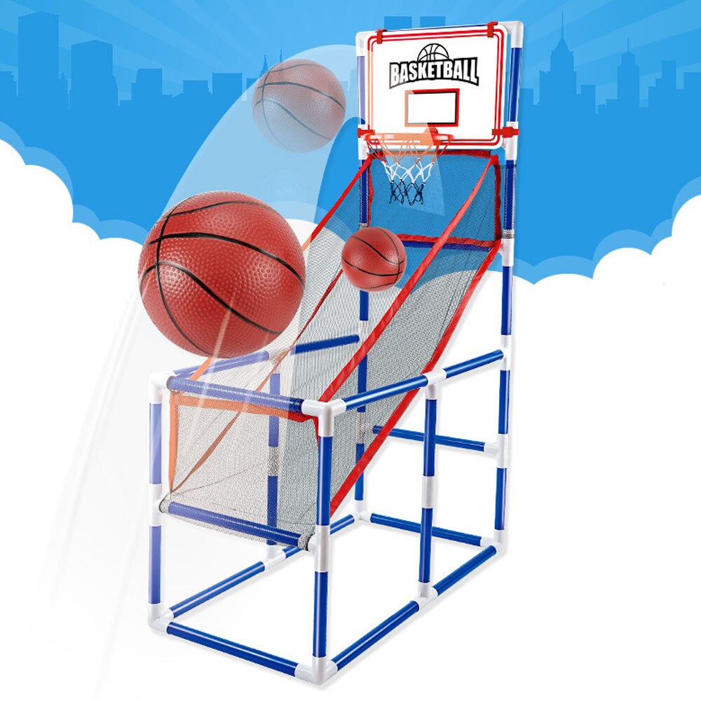 Juego de Arcade de baloncesto para niños, juego de deporte para interior/exterior, aro de baloncesto de un solo disparo con 2 pelotas de baloncesto inflador