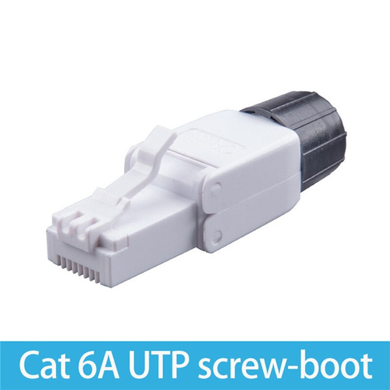 Cat7 6 6A RJ45 Connector Shielded Ethernet Cat 7 Conector STP 8P8C Plug Termination for Cat6/6A/7 23AWG Solid Installation Cable: Black Cat6a / 10pcs