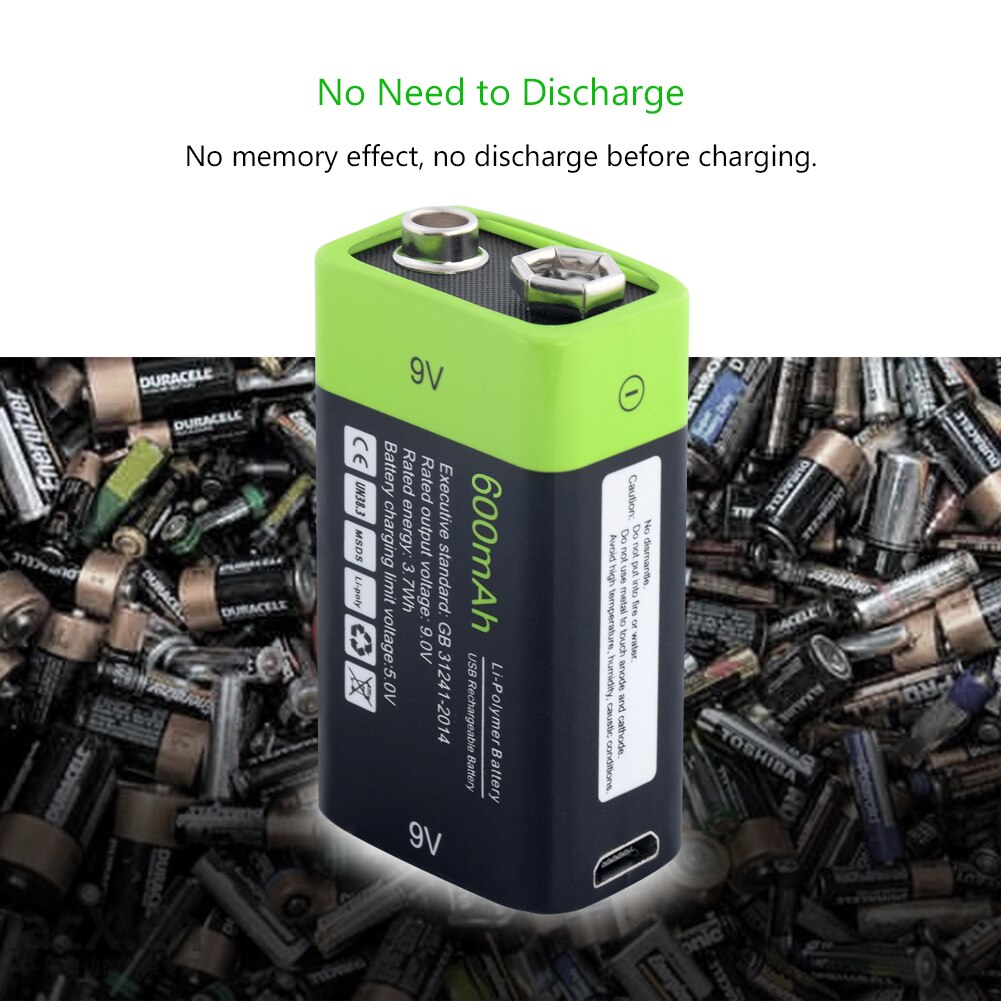 2x Oplaadbare 600Mah 9 V Lithium-polymeer Lipo Batterijen Usb Charger 9 Volt 48X25.6X16.9Cm li-Polymer Batterij Met Usb-kabel