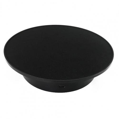 360 Degree Round Rotating Turntable Display Stand Electric Motorized Turntable Base Studio Shooting Photo Backdrop Stand: Black Black