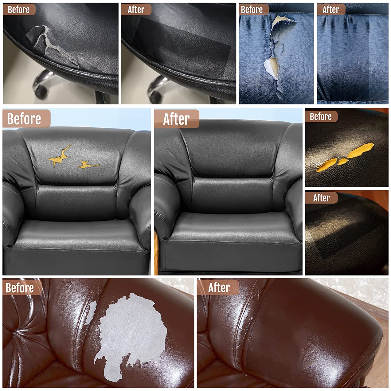 100 x 137cm meubelreparatiepleister, ehbo-pleister, leren reparatiepleister, doe-het-zelf zwarte zelfklevende leren reparatietape voor bankreparatiepleisters