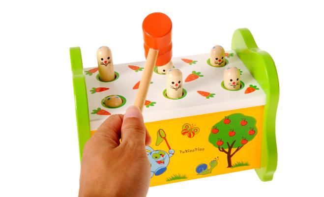 Children's Wooden whack-a-mole Kids wood percussion toy parent-child interaction blow Floor Games Wood Block toys