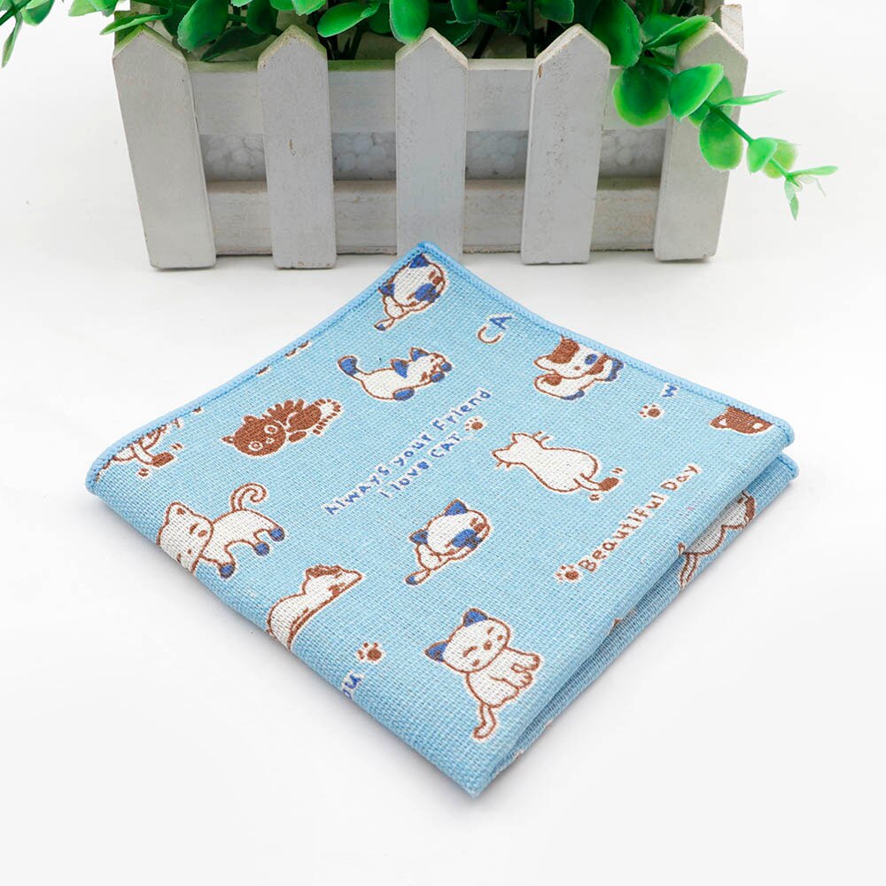Mannen Vintage Stijl Vlas Linnen Zakdoek Egel Boot Beer Walvis Pocket Plein Zakdoeken Handdoek Toevallige: 16