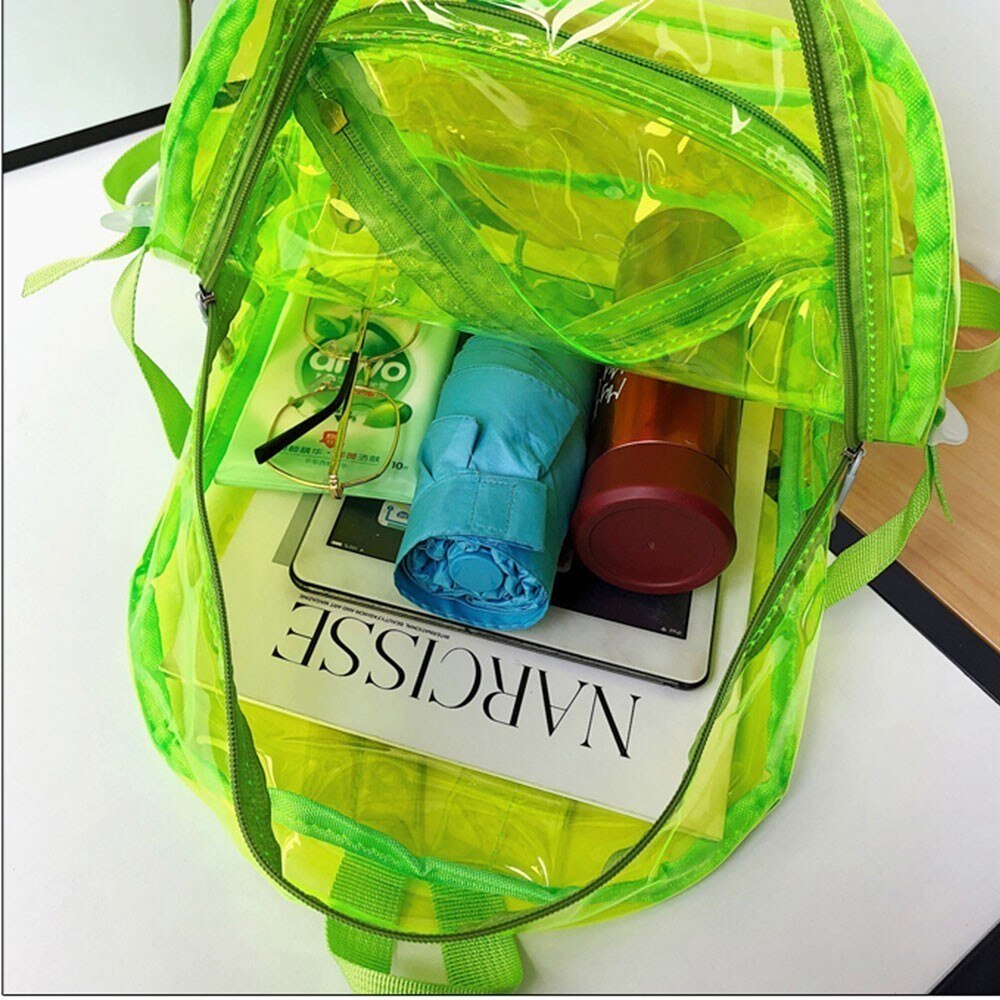 TTOU sac à dos étanche Transparent en plastique Transparent pour les adolescentes PVC sacs d'école épaules sac bonbons couleur fermeture éclair sac à dos
