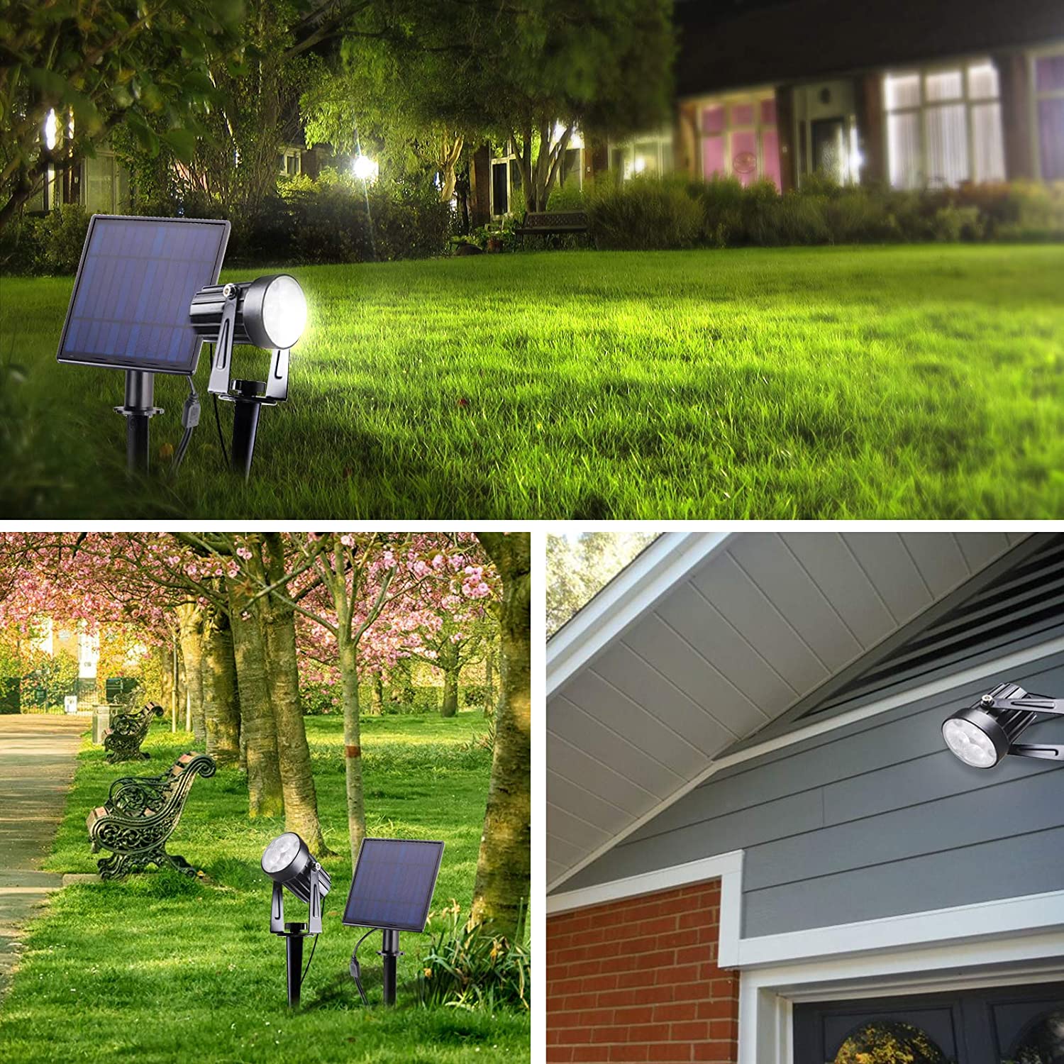 Foco Solar blanco frío de T-SUN, luz IP65 impermeable, brillo ajustable, para jardín, lámpara Solar para exteriores