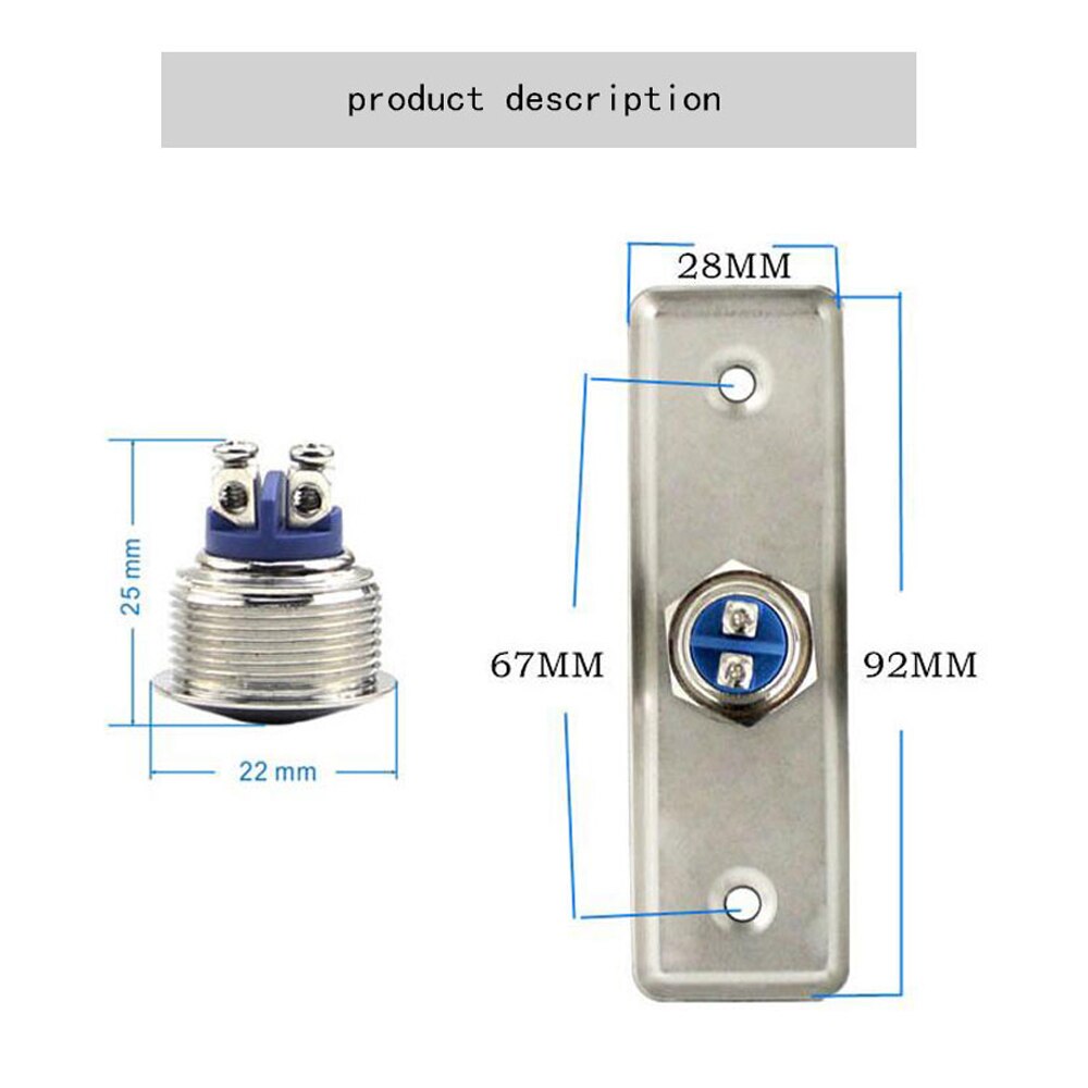(10 pces) botão de controle de acesso da porta nenhum sinal automaticamente restoration liga de alumínio interruptor de imprensa para conectar o alarme de segurança