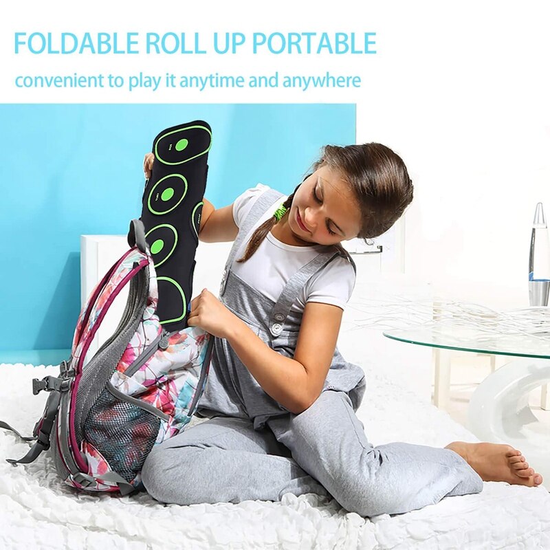 Elektronisches schlagzeug mit 9 pads, aufrollbar, übungsset für kinder, jugendliche und erwachsene, anfänger, bestes geburtstagsgeschenk
