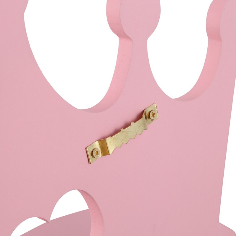 Pink Wooden Crown Wall Shelf for Princess Room Daughter Girls Room Decoration Best Nursery Doll Toys Shelves