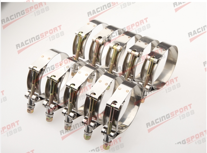 10PCS 2.75" inch Turbo Pipe Hose Coupler T-bolt Clamps Stainless Steel 73/81mm