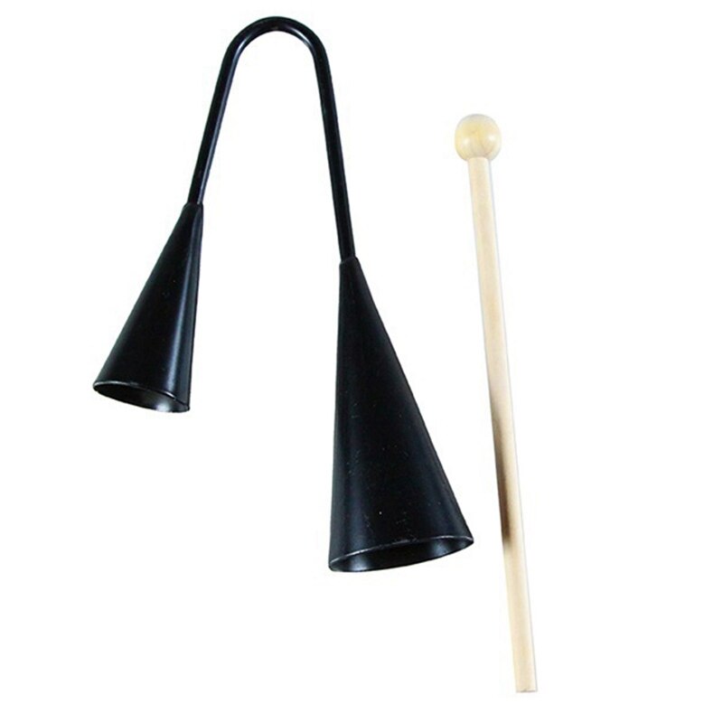 -Agogo Bell Traditional Handheld with Raft Latin Percussion Can Emit Two Different Sounds for Any Music Scene
