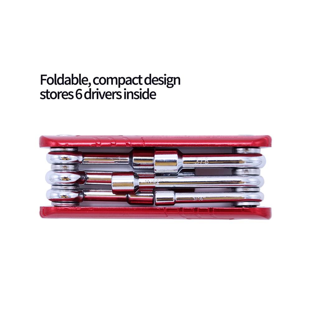 6 in 1 Folding Nut Driver Set Aluminum Alloy Handle Portable Nut Drivers Durable CR-V Construction