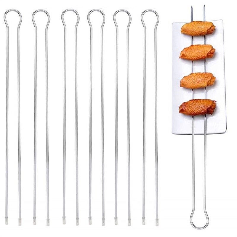 Rustfrit stål kebab spyd metal grill grillsticks u dobbelt grill grill spyd sæt picnic camping grill værktøj 6/10/12 stk