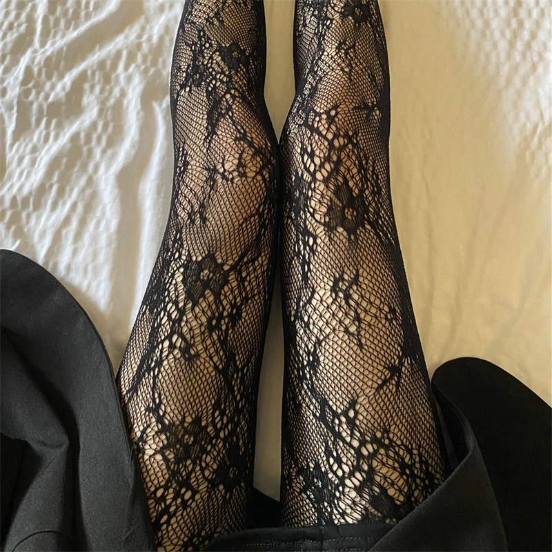 Medias sexis de ratán para mujer, medias de flores antienganches para y Club, Medias de red de pescado, pantimedias de encaje de malla de rejilla