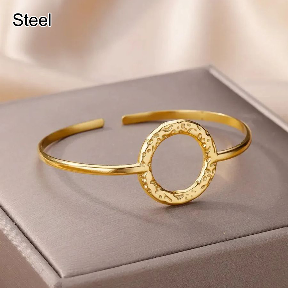 Stainless Steel Wide Bangles for Women Luxury Gold Color Open Chunky Cuff Bangle Bracelet femme Vintage Wedding Jewelry: Light Yellow Color