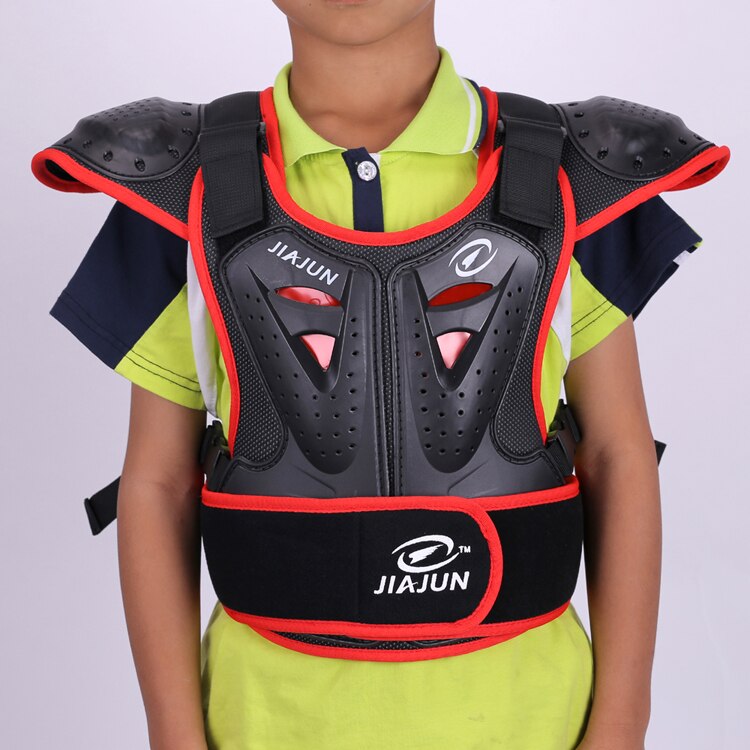 Kind Body Protector Armor motorjacks Motocross back shield mouwloos vest Spine Borst Beschermende gears Jas: red / S