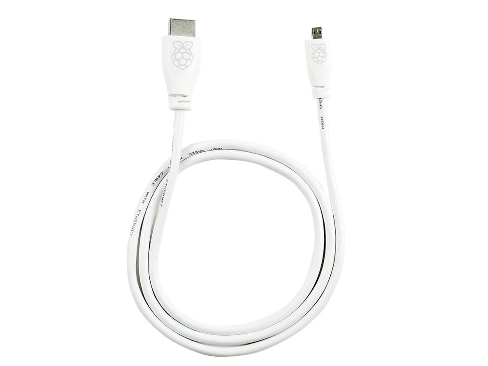 The official Raspberry Pi micro HDMI to standard HDMI cable for the Raspberry Pi 4 computer