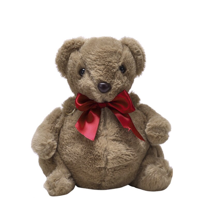 Cartoon brown teddy bear Baby plush backpack Cute big belly litter bear doll Animal backpack plush toy girls bags schoolbag