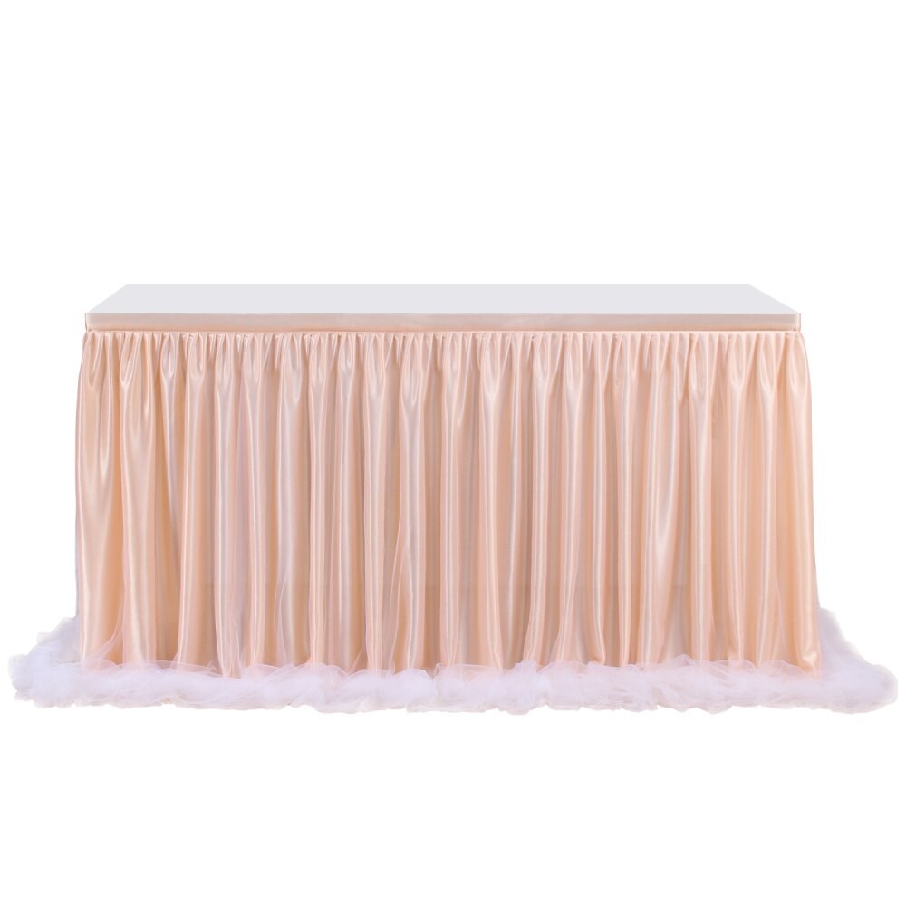 Tutu Table Skirt Mesh Desk Skirt Party Supplies for Party Wedding Birthday Home Decors (Long Yarn, White): Picture 1