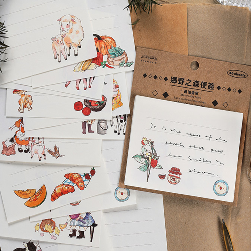 30 Pages /Pack Retro Paper Memos Country Forest Series Simple Memo Pads Message Bacis Material Paper