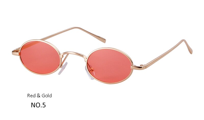 SORVINO Skinny Steampunk Oval Sunglasses Women Vintage Small Steam Punk Goggles Gold Tiny Sun Glasses Shades SN229: C5