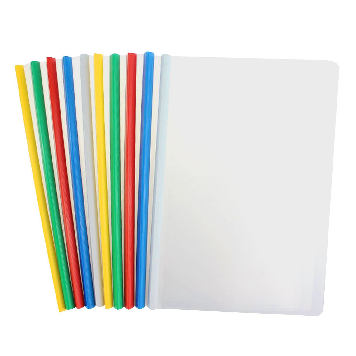 Carpeta de plástico transparente para documentos, cubiertas de barra deslizante para archivador, organizador de pantalla, papel de prueba, mezcla de colores, tamaño A4, 10 Uds.
