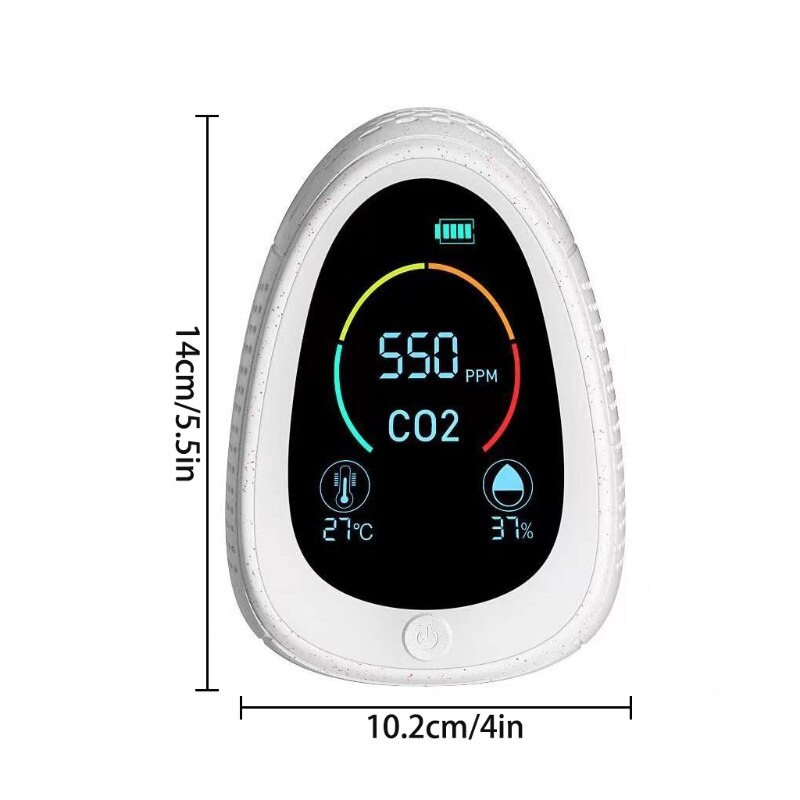 2 In 1 Carbon Dioxide Meter 5000 Ppm Detector Sensor Smoke Alarm Air Analyzer Temperature Humidity Monitor
