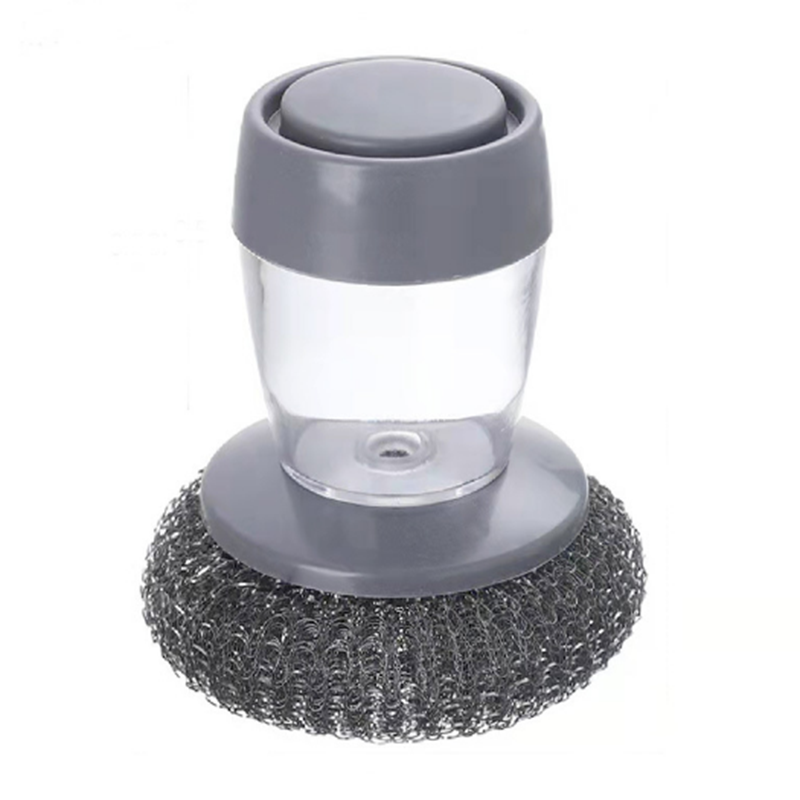 Kitchen Soap Dispensing Palm Brush Washing Liquid Dish Brush Soap Pot Utensils with Dispenser Cleaning bathroom cleaning tools: Steel Wire