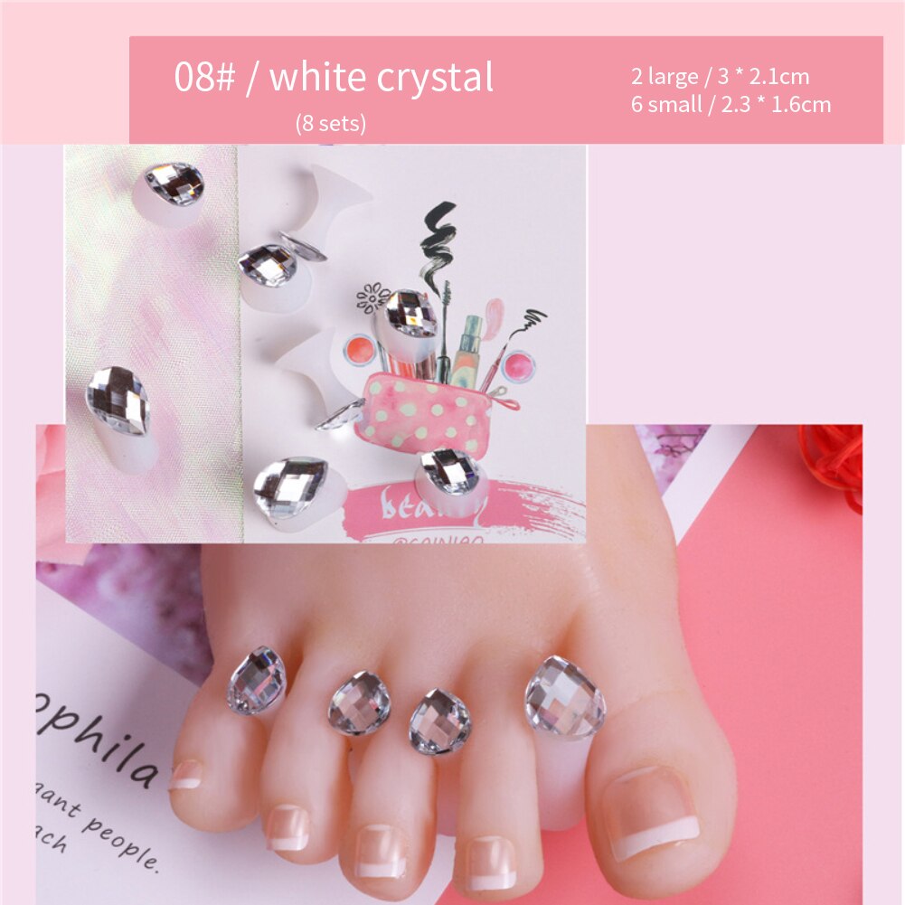 Separador de dedos del pie de silicona suave, herramienta de manicura para salón de pedicura, cuidado de uñas, accesorios de soporte de flores, 8 Uds.: Verde militar