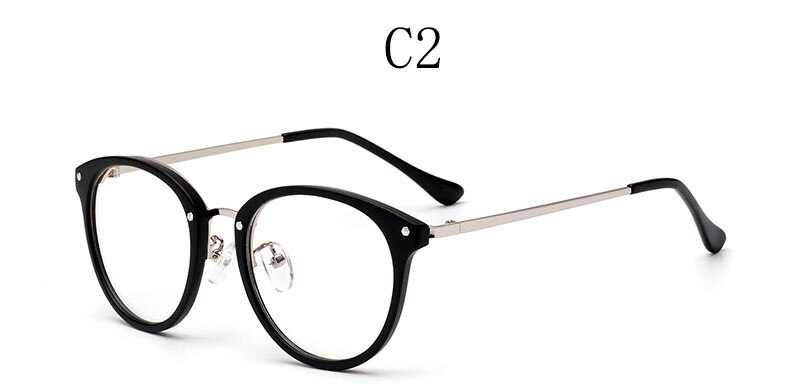 Retro runde briller kvinder gennemsigtige klare glas briller stel kvindelige klassiske vintage trends nitte briller briller: C2