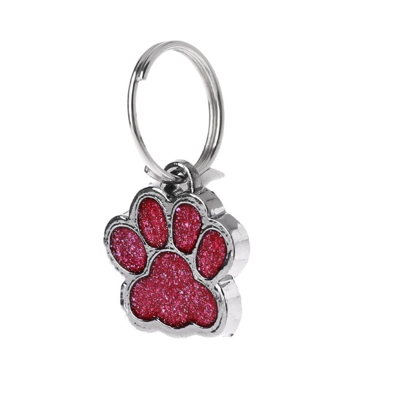 Gallery Detail: Pet Collar Tag Shiny Glitter Paw Shape Pet Dog Cat