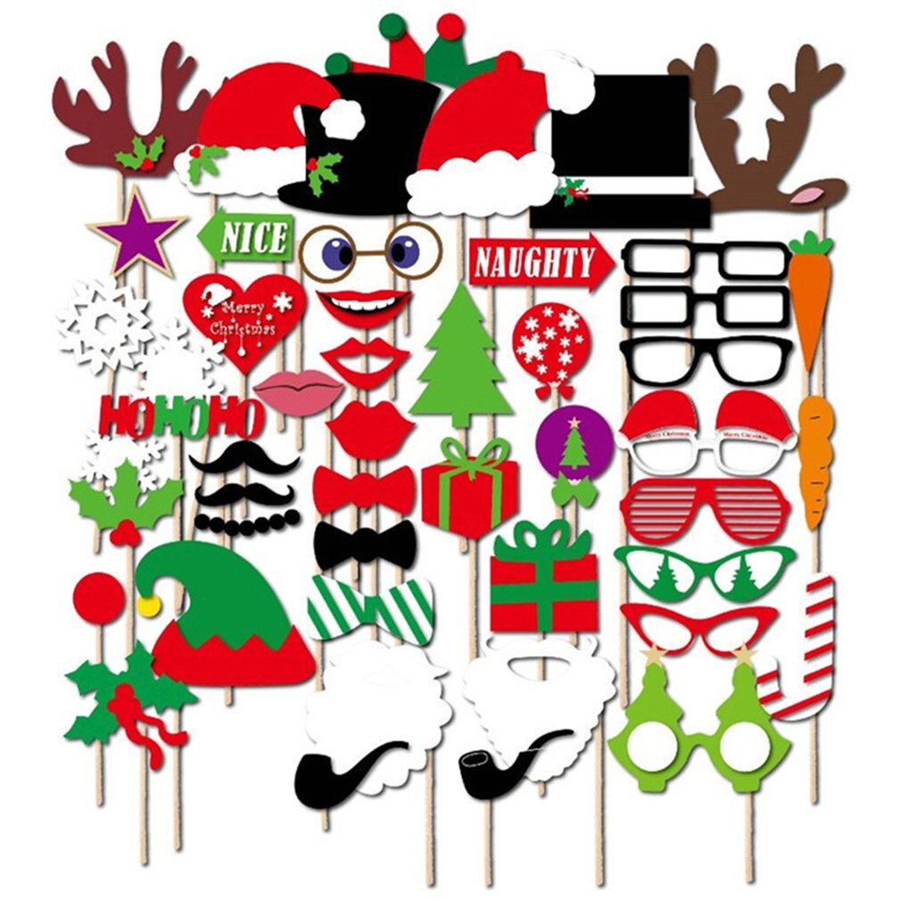 50 Styles/SET Funny Christmas Party Photo Props Kit for Party Night Club Decoration Photo Props Kit for Party Decoration