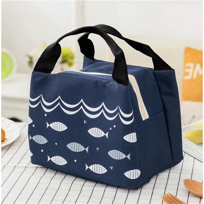 CETIRI Small Waterproof Kids Food Drinking Picnic Cooler Handle Portable Storage Aluminium Thermal Insulated Zipper Lunch Bag: Blue