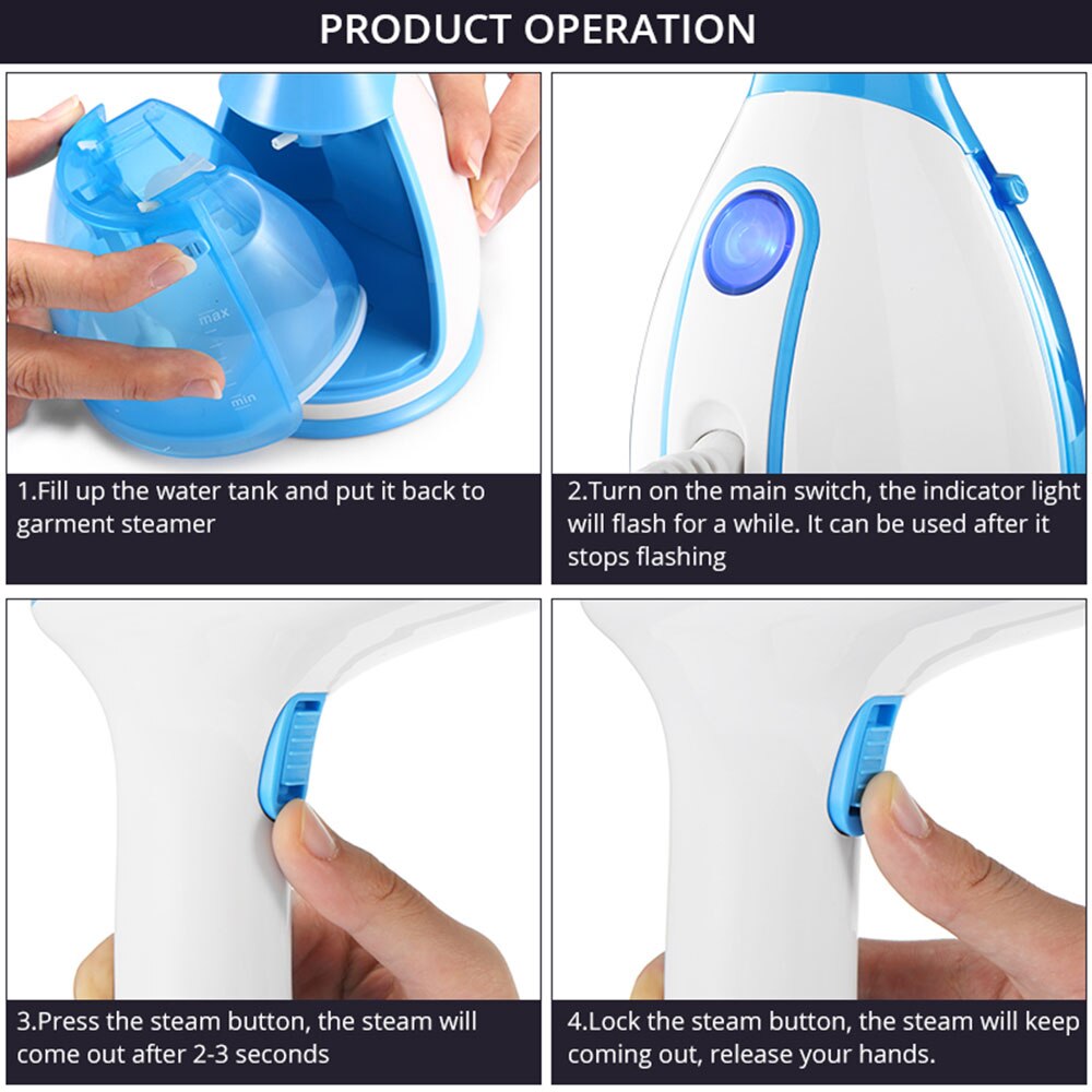 Travel Handheld Fabric Steamer 15 Seconds Fast-Heat 1500W Powerful Garment Steamer for Home Travelling Portable Steam Iron