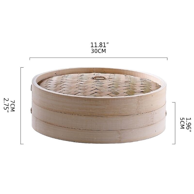 Vaporera de bambú itchen, vaporera asiática para Dumplings Dim Sum: 30CM