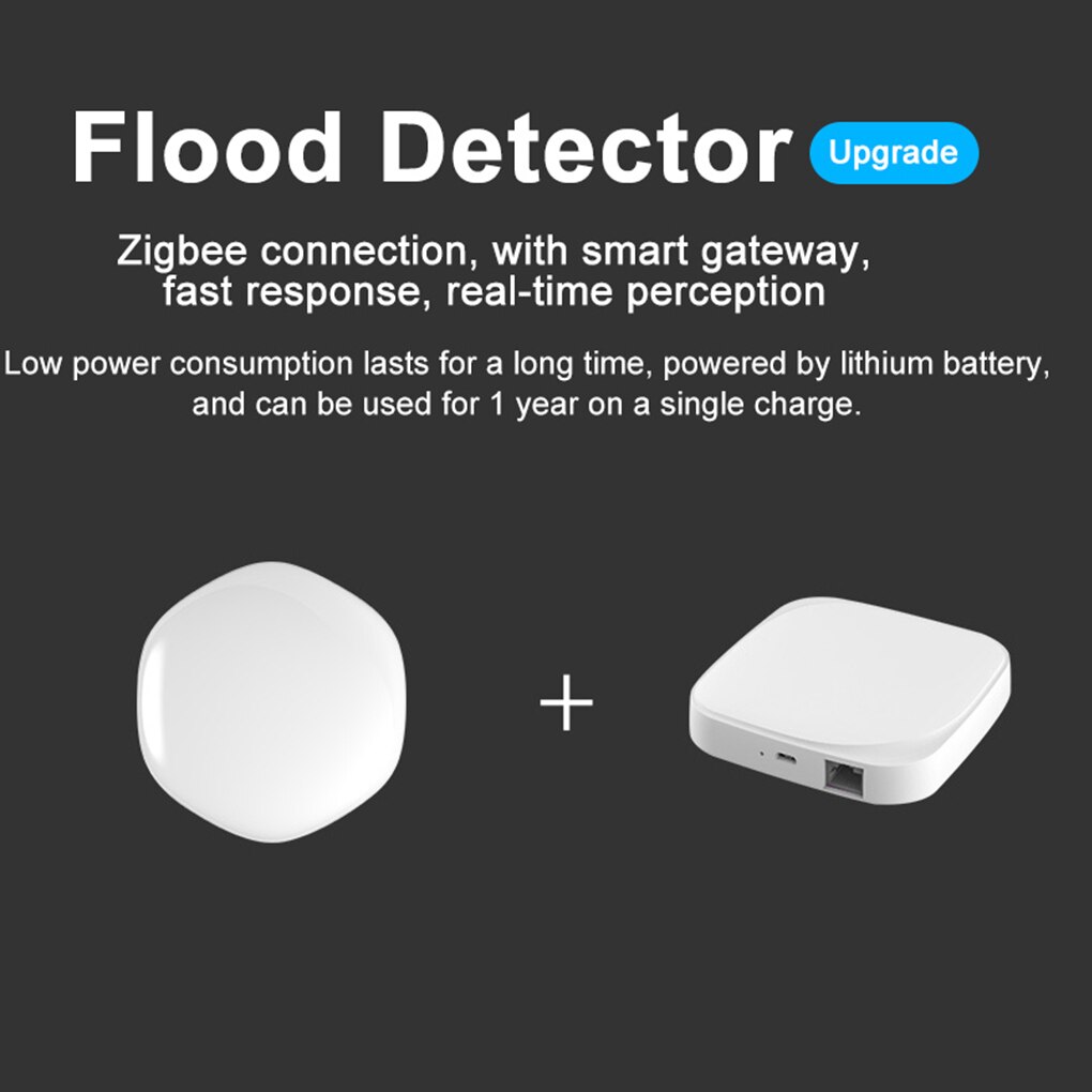 Smart Wifi Water Flood Sensor Waterproof Rechargeable Water Alarm Home Security Basement