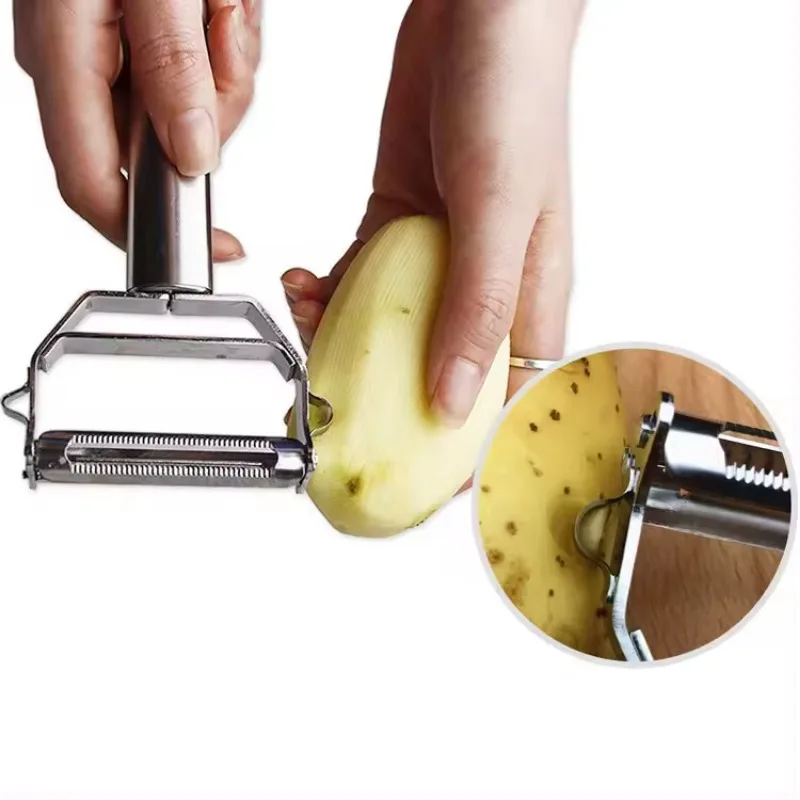 RVS Groente Fruitmesje - Multifunctioneel Dubbelzijdig Snijmes - Aardappel Wortel Rasp
